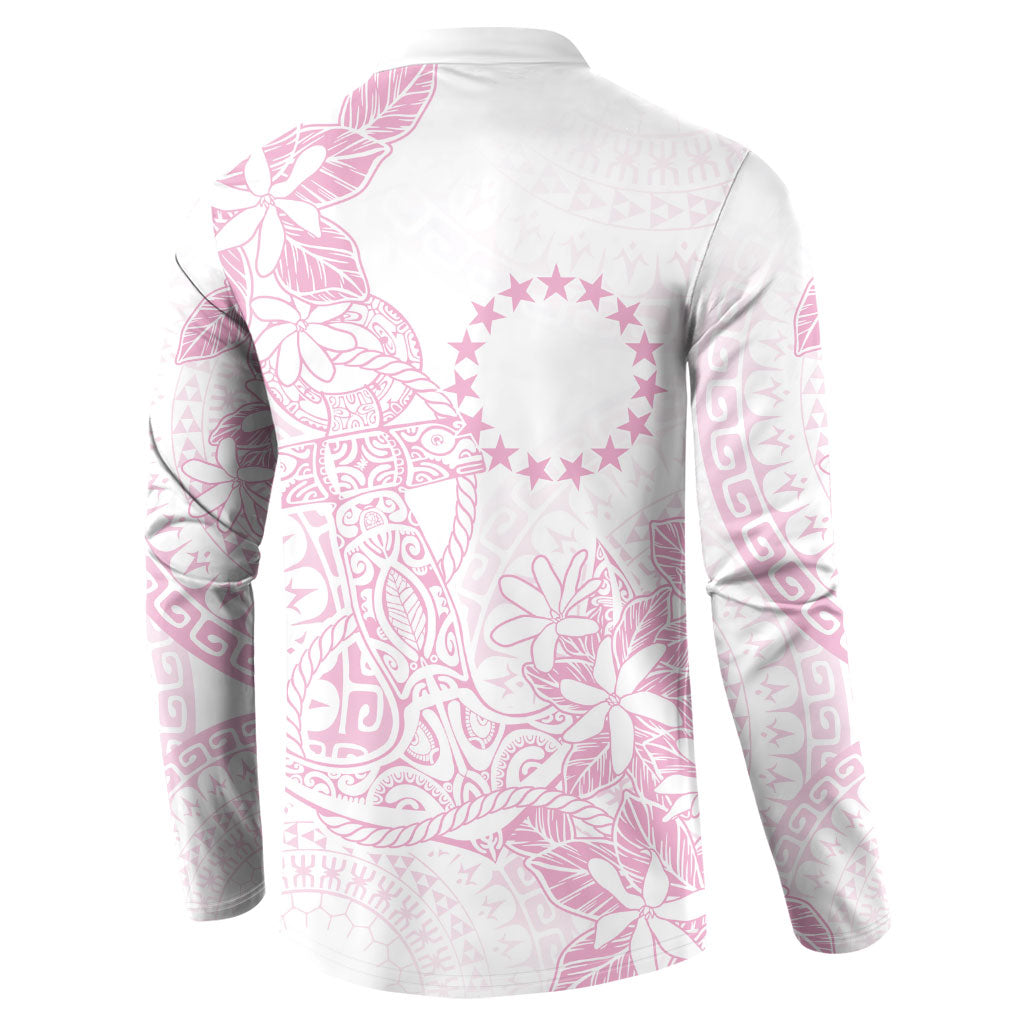 Candy Pink Kuki Airani Tapakau Button Sweatshirt Tribal Anchor Mix Tiare LT7 - Polynesian Pride