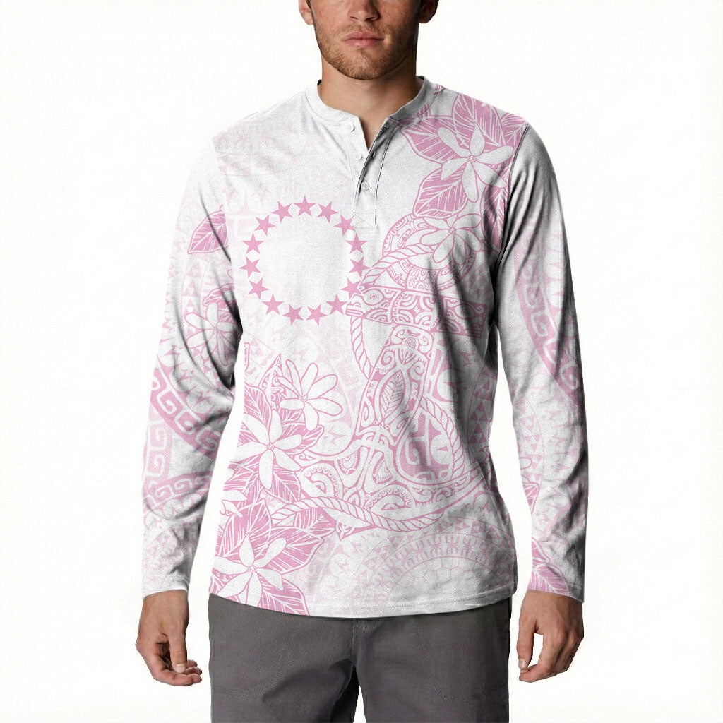 Candy Pink Kuki Airani Tapakau Button Sweatshirt Tribal Anchor Mix Tiare LT7 - Polynesian Pride