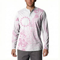 Candy Pink Kuki Airani Tapakau Button Sweatshirt Tribal Anchor Mix Tiare LT7 - Polynesian Pride