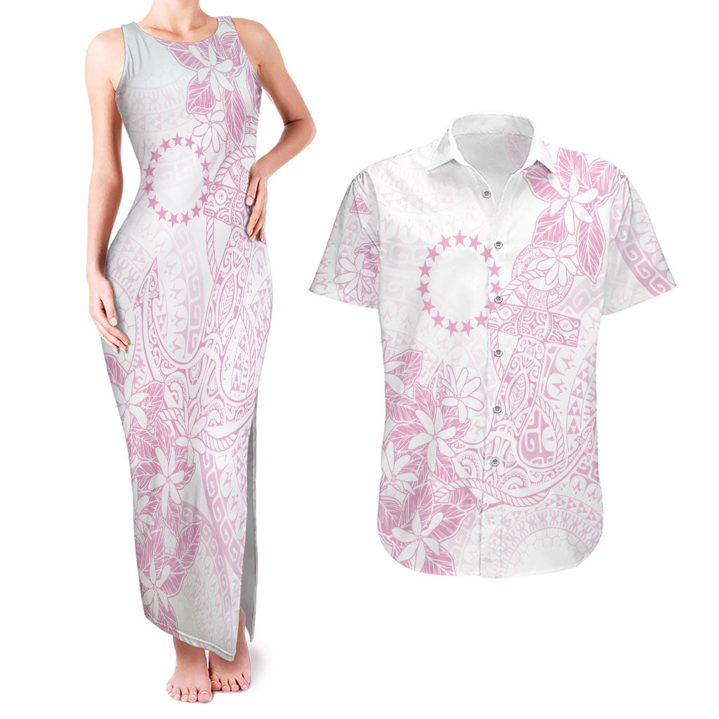 Candy Pink Kuki Airani Tapakau Couples Matching Tank Maxi Dress and Hawaiian Shirt Tribal Anchor Mix Tiare LT7 Candy Pink - Polynesian Pride