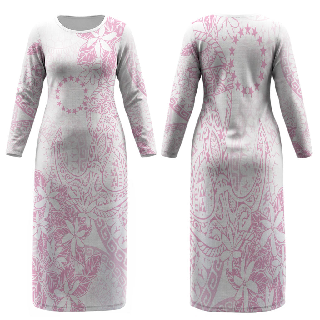 Candy Pink Kuki Airani Tapakau Family Matching Long Sleeve Bodycon Dress and Hawaiian Shirt Tribal Anchor Mix Tiare LT7 Mom's Dress Candy Pink - Polynesian Pride