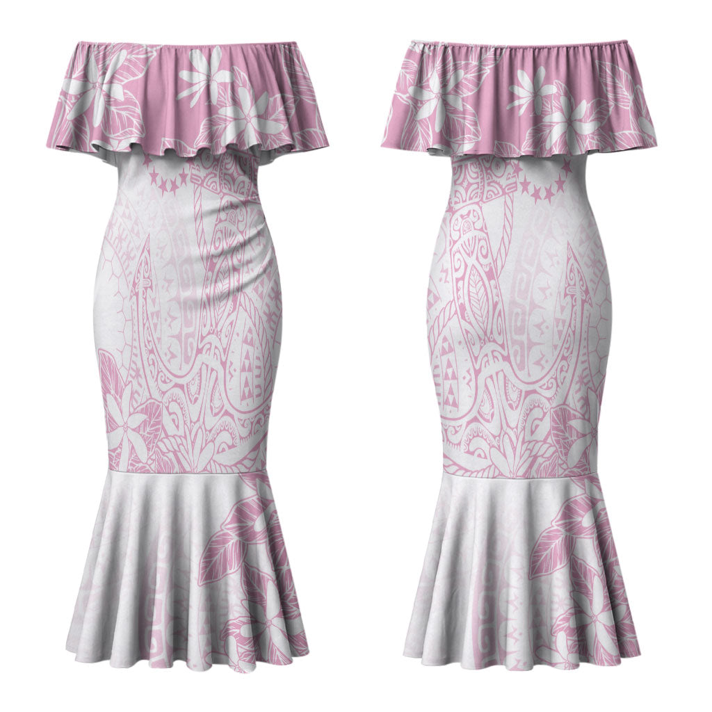 Candy Pink Kuki Airani Tapakau Family Matching Mermaid Dress and Hawaiian Shirt Tribal Anchor Mix Tiare LT7 Mom's Dress Candy Pink - Polynesian Pride