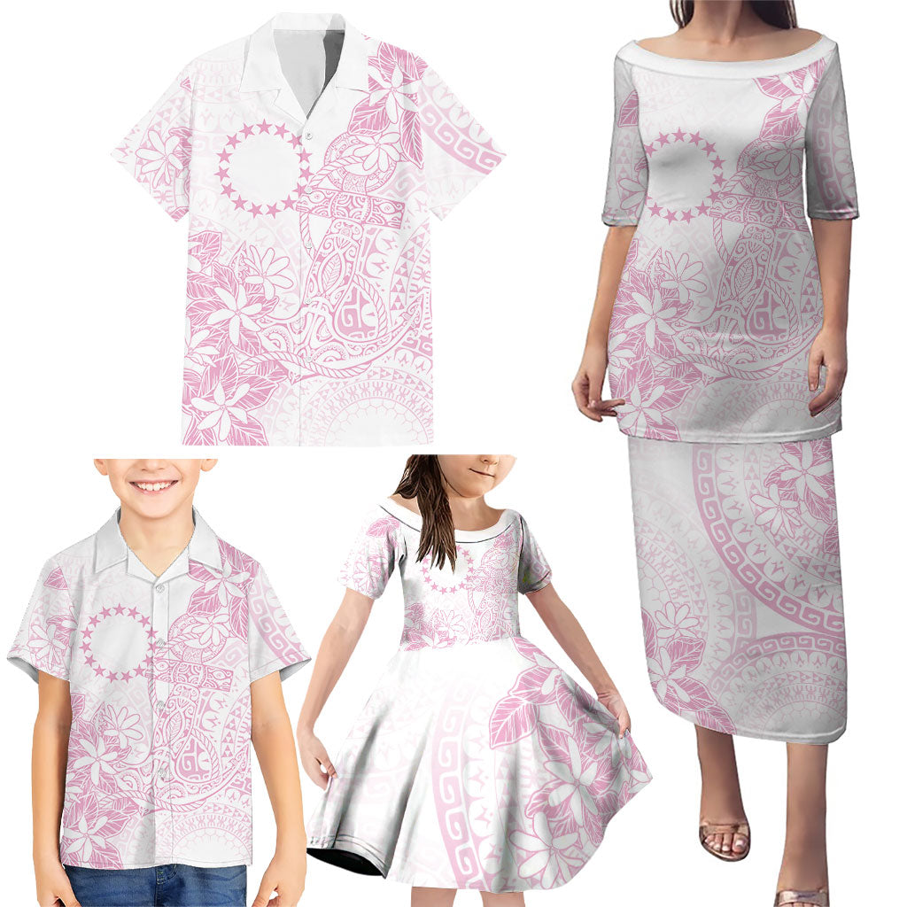 Candy Pink Kuki Airani Tapakau Family Matching Puletasi and Hawaiian Shirt Tribal Anchor Mix Tiare