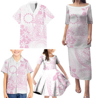 Candy Pink Kuki Airani Tapakau Family Matching Puletasi and Hawaiian Shirt Tribal Anchor Mix Tiare