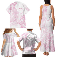 Candy Pink Kuki Airani Tapakau Family Matching Tank Maxi Dress and Hawaiian Shirt Tribal Anchor Mix Tiare