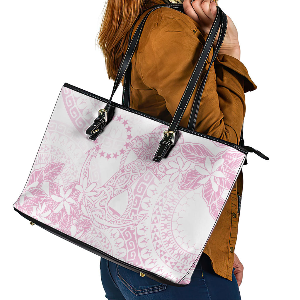Candy Pink Kuki Airani Tapakau Leather Tote Bag Tribal Anchor Mix Tiare LT7 - Polynesian Pride
