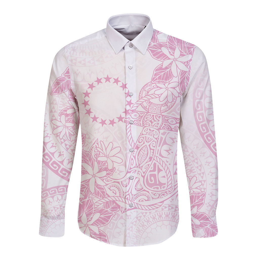 Candy Pink Kuki Airani Tapakau Long Sleeve Button Shirt Tribal Anchor Mix Tiare LT7 Unisex Candy Pink - Polynesian Pride