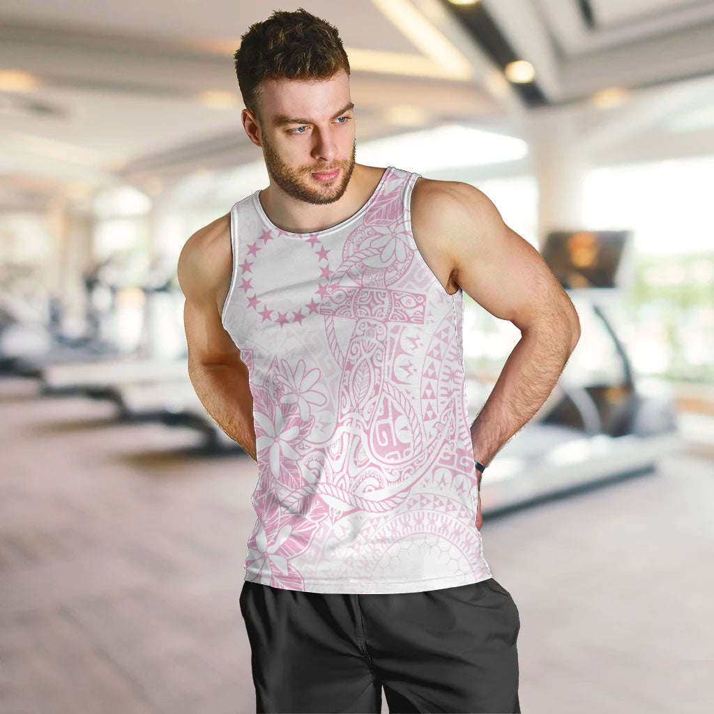 Candy Pink Kuki Airani Tapakau Men Tank Top Tribal Anchor Mix Tiare LT7 Candy Pink - Polynesian Pride