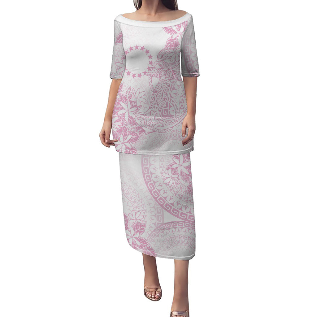 Candy Pink Kuki Airani Tapakau Puletasi Tribal Anchor Mix Tiare LT7 Long Dress Candy Pink - Polynesian Pride