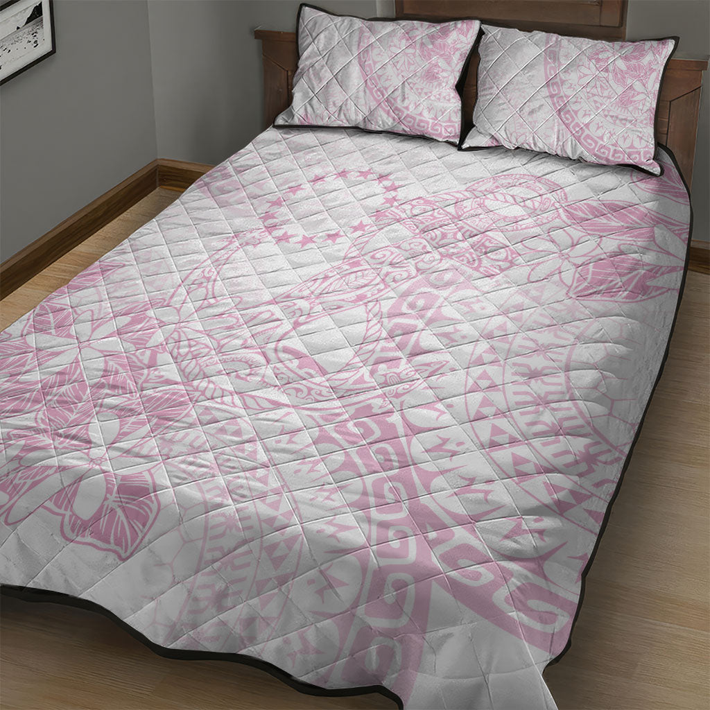 Candy Pink Kuki Airani Tapakau Quilt Bed Set Tribal Anchor Mix Tiare