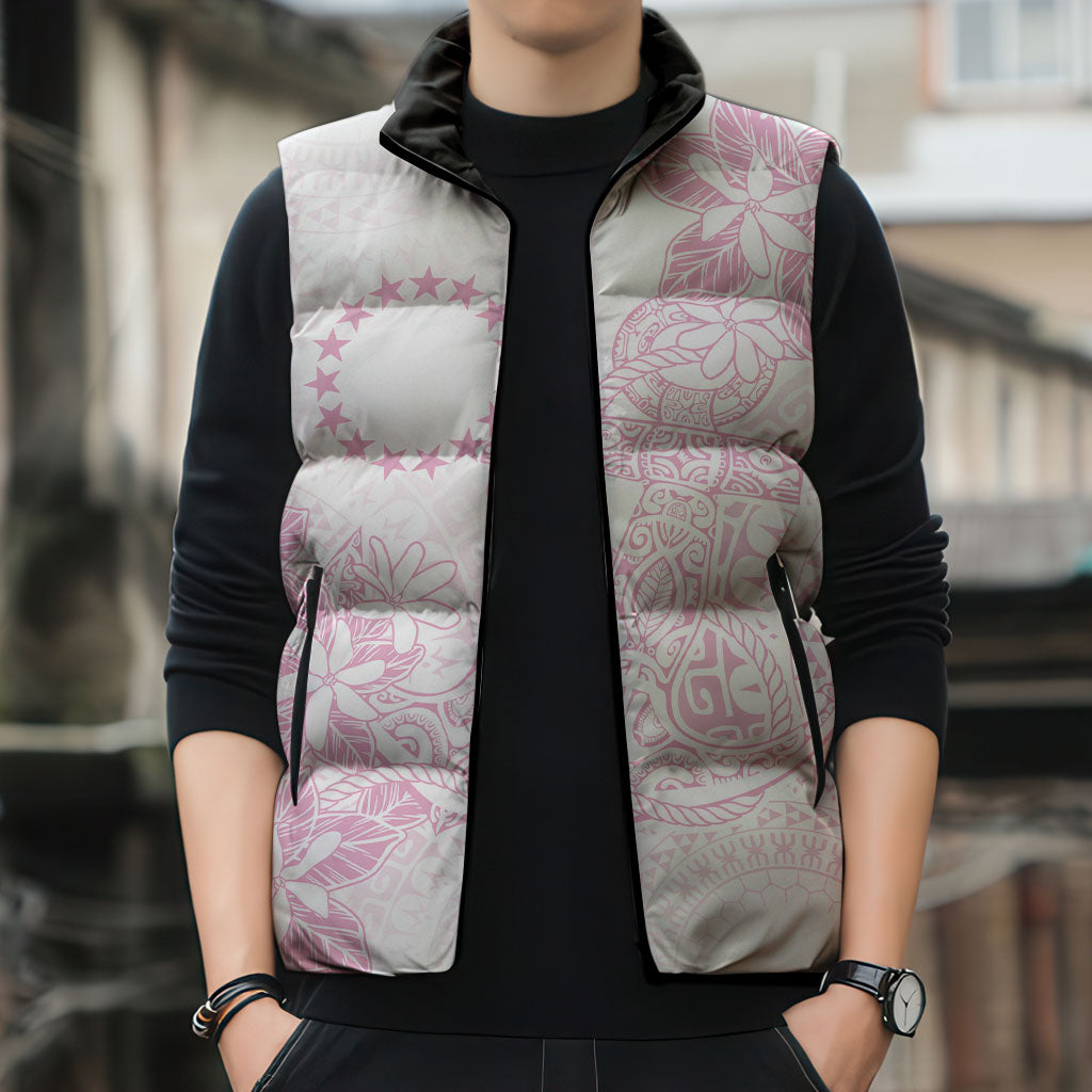 Candy Pink Kuki Airani Tapakau Sleeveless Puffer Jacket Tribal Anchor Mix Tiare