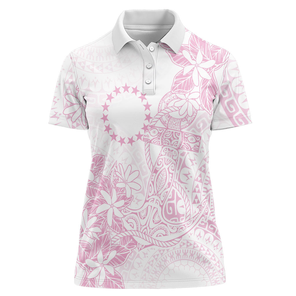 Candy Pink Kuki Airani Tapakau Women Polo Shirt Tribal Anchor Mix Tiare