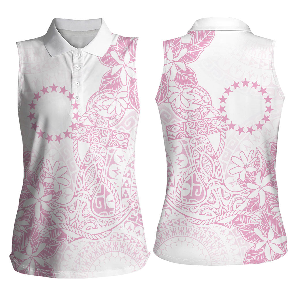 Candy Pink Kuki Airani Tapakau Women Sleeveless Polo Shirt Tribal Anchor Mix Tiare