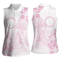 Candy Pink Kuki Airani Tapakau Women Sleeveless Polo Shirt Tribal Anchor Mix Tiare