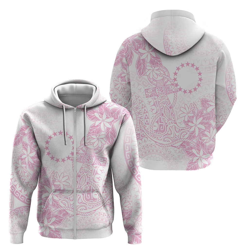 Candy Pink Kuki Airani Tapakau Zip Hoodie Tribal Anchor Mix Tiare LT7 - Polynesian Pride