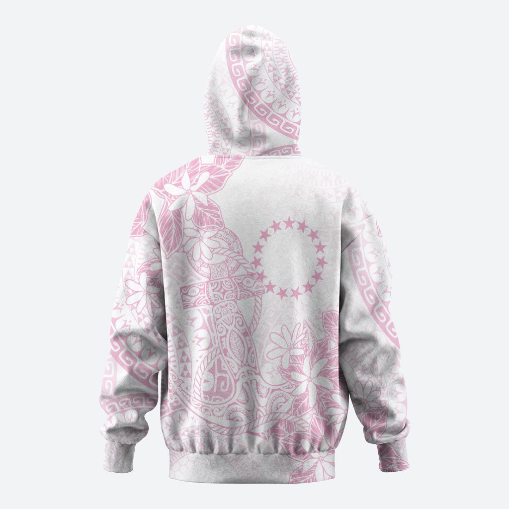 Candy Pink Kuki Airani Tapakau Zip Hoodie Tribal Anchor Mix Tiare LT7 - Polynesian Pride