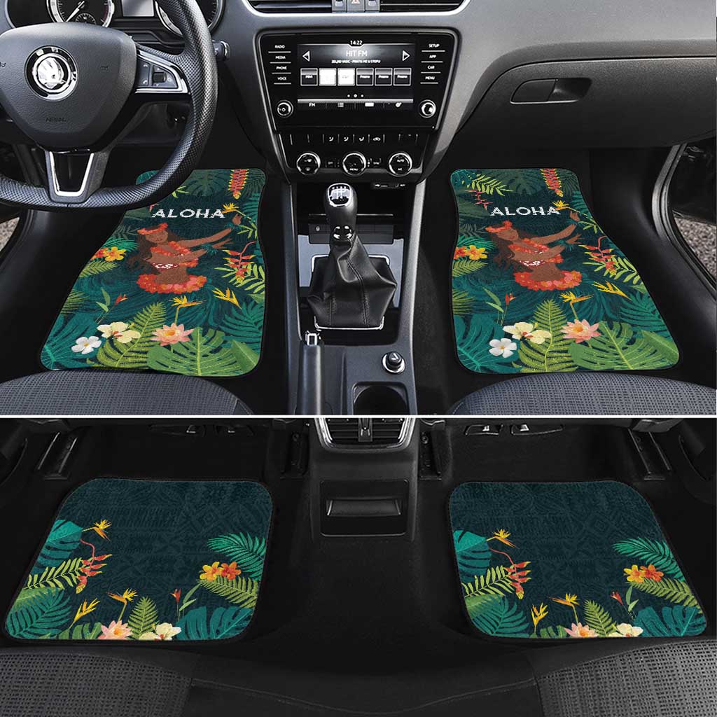 Hawaii Hula Girl Vintage Car Mats Tropical Forest