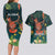 Hawaii Hula Girl Vintage Couples Matching Long Sleeve Bodycon Dress and Hawaiian Shirt Tropical Forest