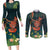 Hawaii Hula Girl Vintage Couples Matching Long Sleeve Bodycon Dress and Long Sleeve Button Shirt Tropical Forest