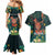 Hawaii Hula Girl Vintage Couples Matching Mermaid Dress and Hawaiian Shirt Tropical Forest