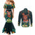 Hawaii Hula Girl Vintage Couples Matching Mermaid Dress and Long Sleeve Button Shirt Tropical Forest