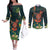 Hawaii Hula Girl Vintage Couples Matching Off The Shoulder Long Sleeve Dress and Long Sleeve Button Shirt Tropical Forest