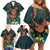 Hawaii Hula Girl Vintage Family Matching Off Shoulder Short Dress and Hawaiian Shirt Tropical Forest