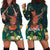 Hawaii Hula Girl Vintage Hoodie Dress Tropical Forest