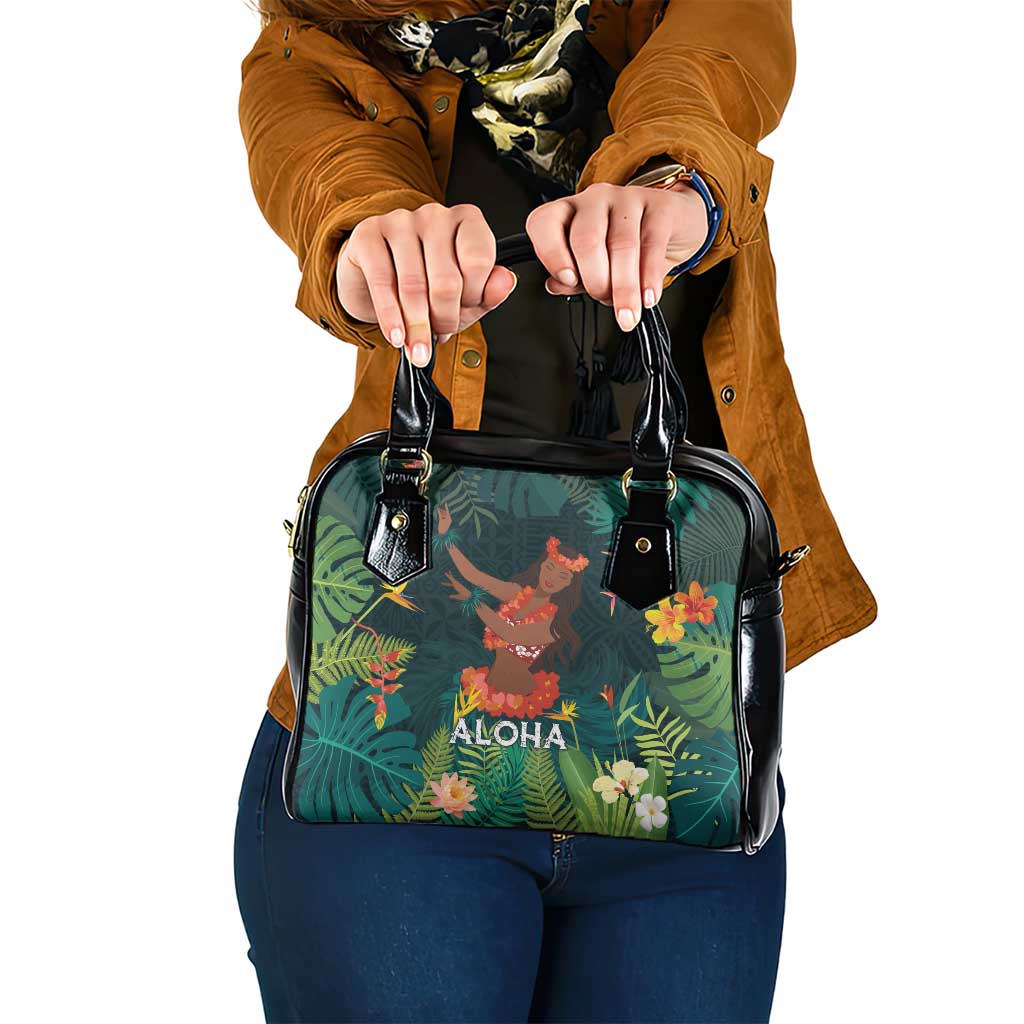 Hawaii Hula Girl Vintage Shoulder Handbag Tropical Forest