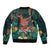 Hawaii Hula Girl Vintage Sleeve Zip Bomber Jacket Tropical Forest