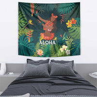 Hawaii Hula Girl Vintage Tapestry Tropical Forest