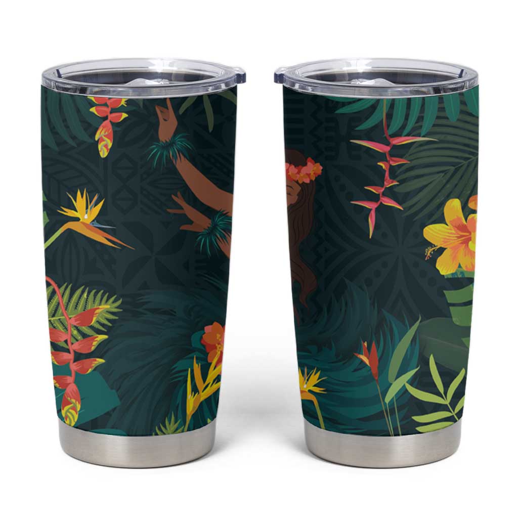 Hawaii Hula Girl Vintage Tumbler Cup Tropical Forest