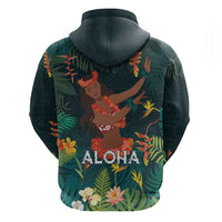 Hawaii Hula Girl Vintage Zip Hoodie Tropical Forest