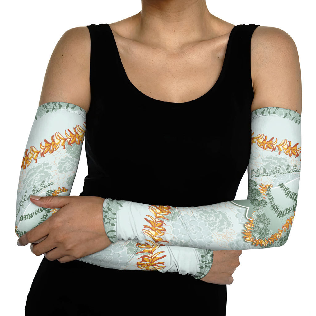 Hawaii Kaho'olawe Island Flowers Lei Arm Sleeves Silver Hinahina Kū Kahakai