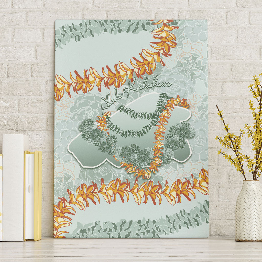 Hawaii Kaho'olawe Island Flowers Lei Canvas Wall Art Silver Hinahina Kū Kahakai