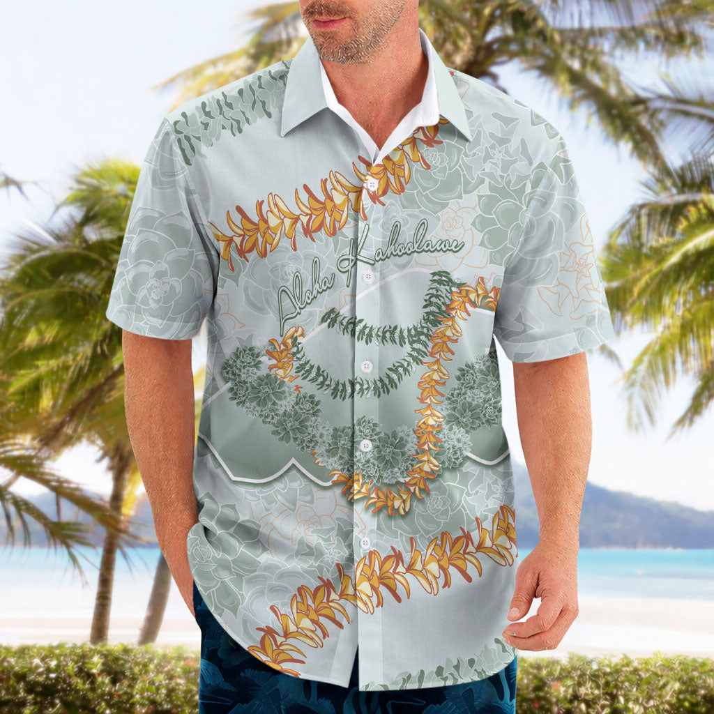 Hawaii Kaho'olawe Island Flowers Lei Hawaiian Shirt Silver Hinahina Kū Kahakai