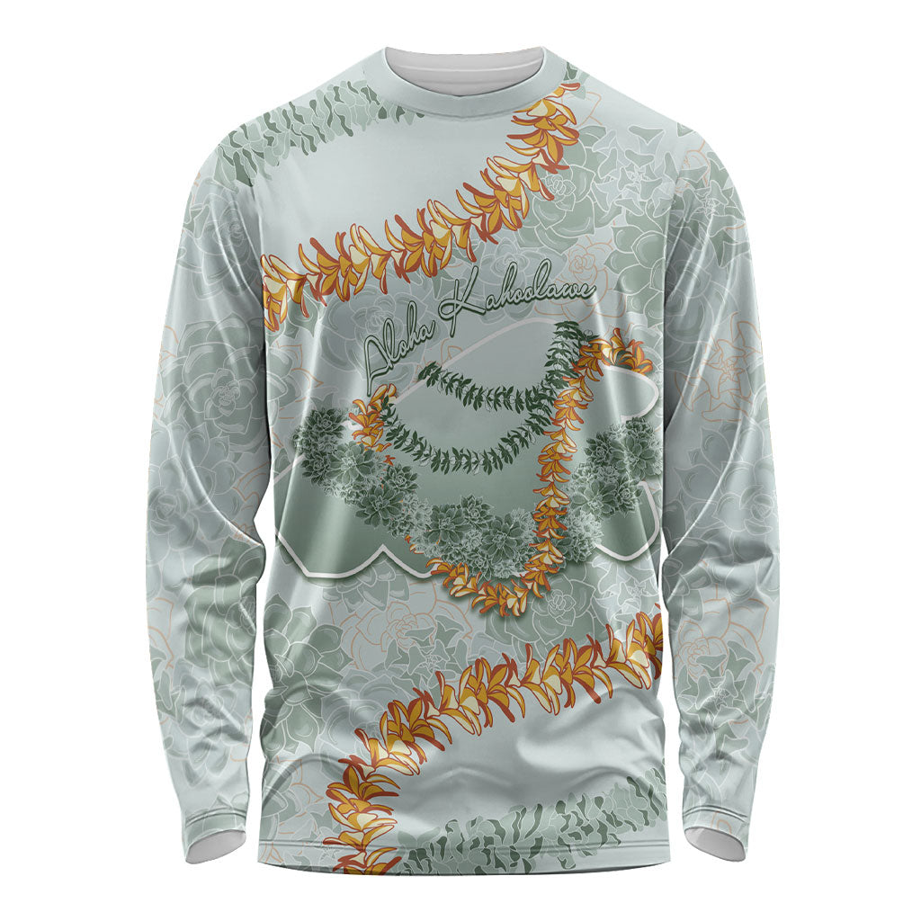 Hawaii Kaho'olawe Island Flowers Lei Long Sleeve Shirt Silver Hinahina Kū Kahakai