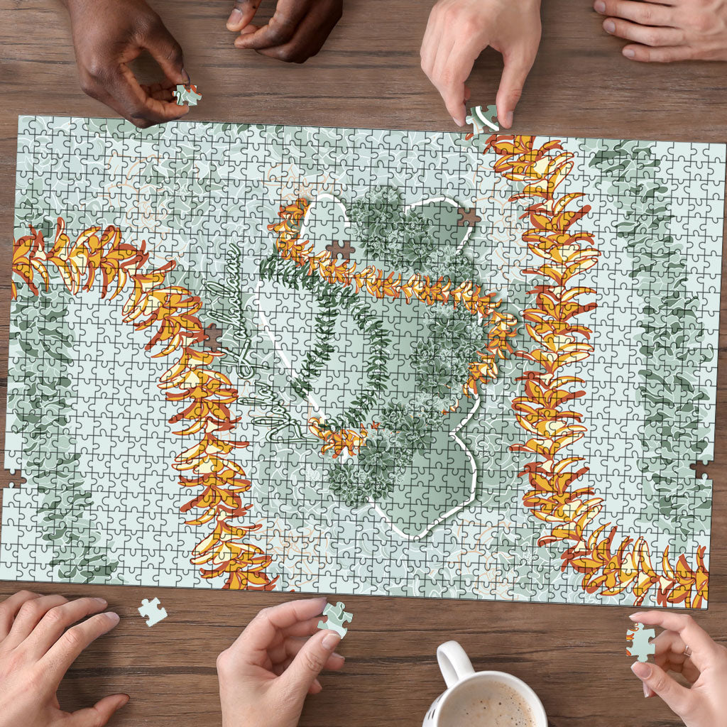 Hawaii Kaho'olawe Island Flowers Lei Puzzle Silver Hinahina Kū Kahakai
