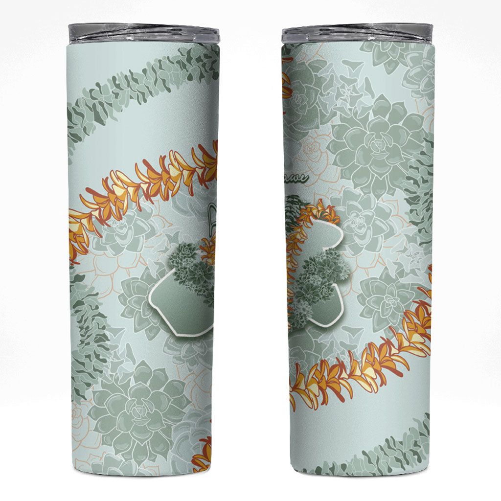 Hawaii Kaho'olawe Island Flowers Lei Skinny Tumbler Silver Hinahina Kū Kahakai