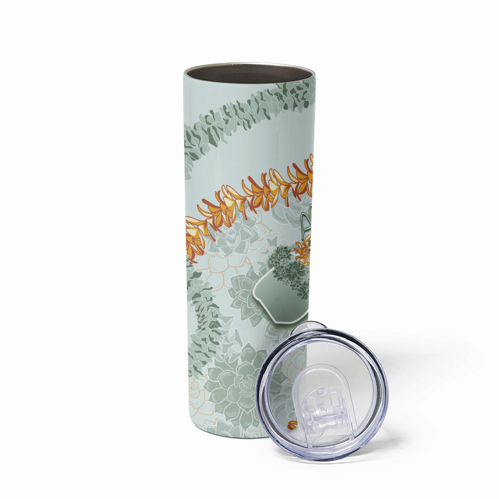 Hawaii Kaho'olawe Island Flowers Lei Skinny Tumbler Silver Hinahina Kū Kahakai