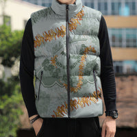 Hawaii Kaho'olawe Island Flowers Lei Sleeveless Puffer Jacket Silver Hinahina Kū Kahakai
