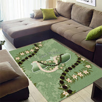 Hawaii Molokai Island Flowers Lei Area Rug Kukui Nut Mossy Green