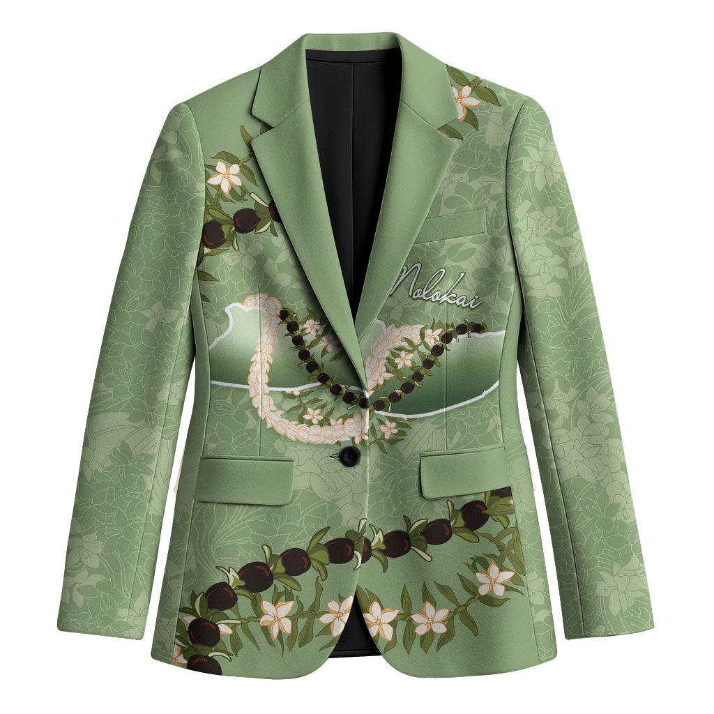 Hawaii Molokai Island Flowers Lei Blazer Kukui Nut Mossy Green