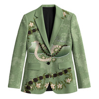 Hawaii Molokai Island Flowers Lei Blazer Kukui Nut Mossy Green