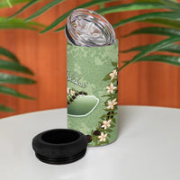 Hawaii Molokai Island Flowers Lei 4 in 1 Can Cooler Tumbler Kukui Nut Mossy Green