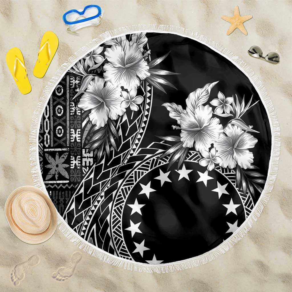 Kia Orana Cook Islands Beach Blanket Tiare and Stars LT7 One Size 150cm Black - Polynesian Pride