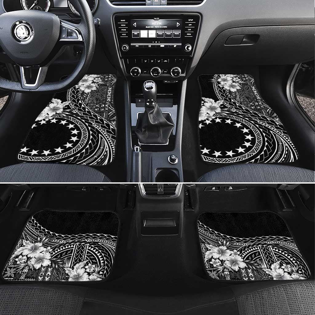 Kia Orana Cook Islands Car Mats Tiare and Stars LT7 Set 4pcs Black - Polynesian Pride