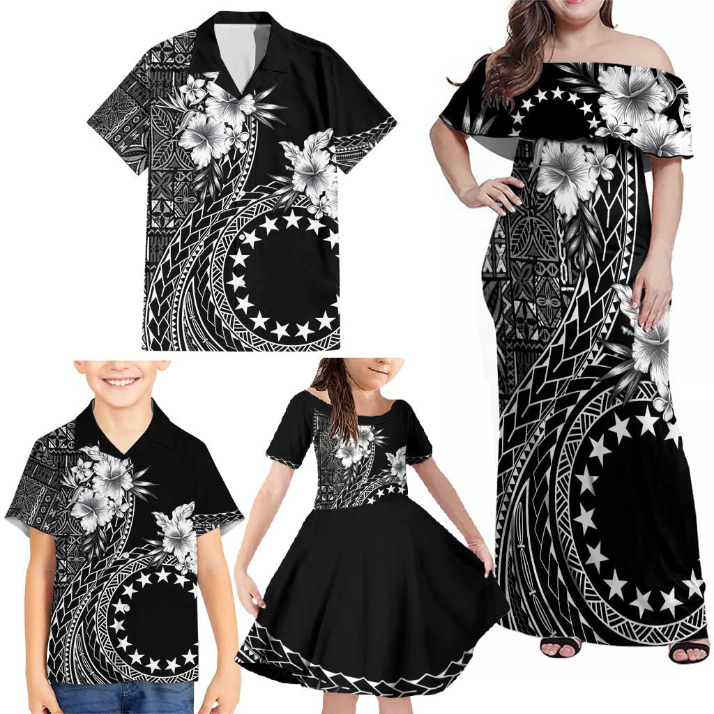 Kia Orana Cook Islands Family Matching Off Shoulder Maxi Dress and Hawaiian Shirt Tiare and Stars