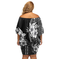 Kia Orana Cook Islands Family Matching Off Shoulder Short Dress and Hawaiian Shirt Tiare and Stars