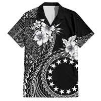 Kia Orana Cook Islands Family Matching Summer Maxi Dress and Hawaiian Shirt Tiare and Stars LT7 Dad's Shirt - Short Sleeve Black - Polynesian Pride